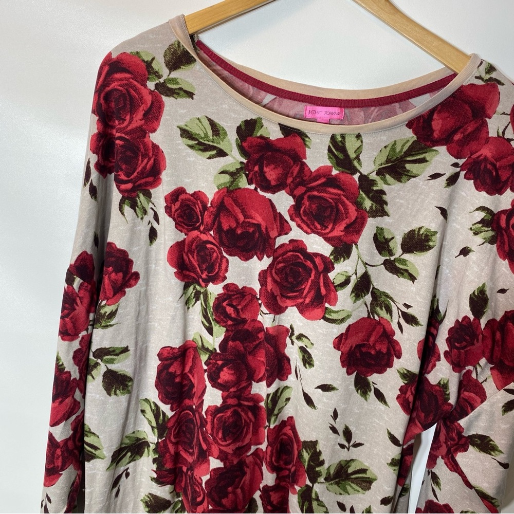 Sz M- Betsey Johnson Floral Long Sleeve Top or short dress